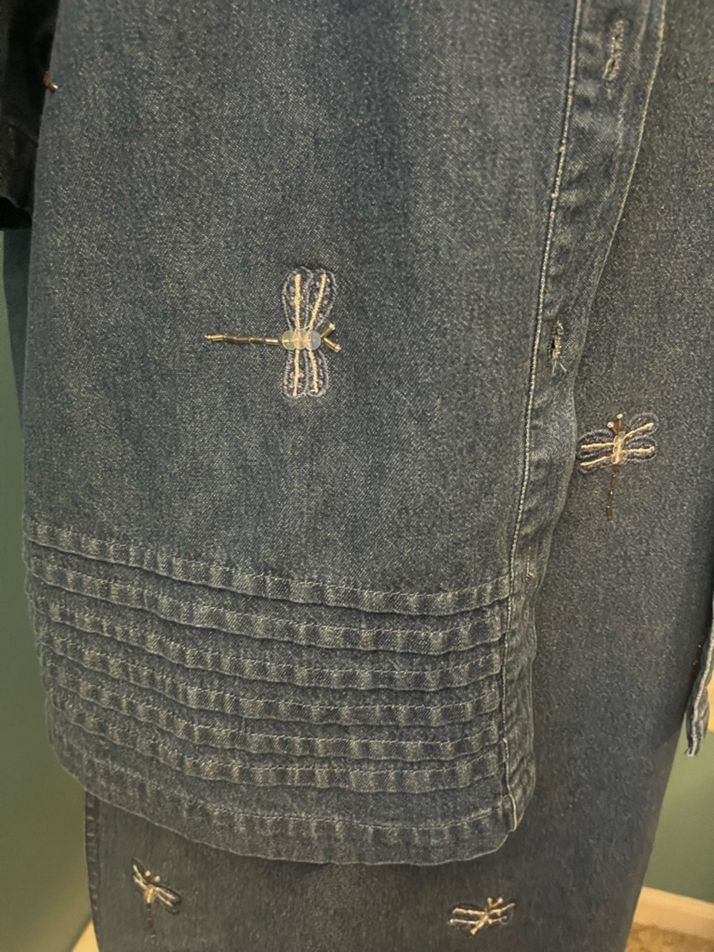 Vintage PTNY Denim Dragonfly Dress and Jacket Set Size Large - Picture 3 of 12